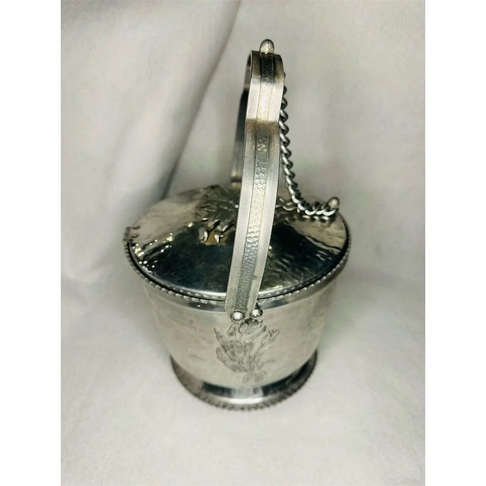 Rodney Kent‎ Hammered Aluminum Ice Bucket Mid-Century Modern Silver